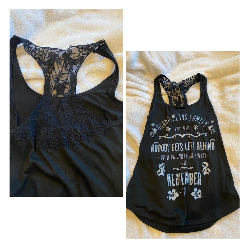 Black Disney Hot Topic Lilo and Stitch Ohana Tank
